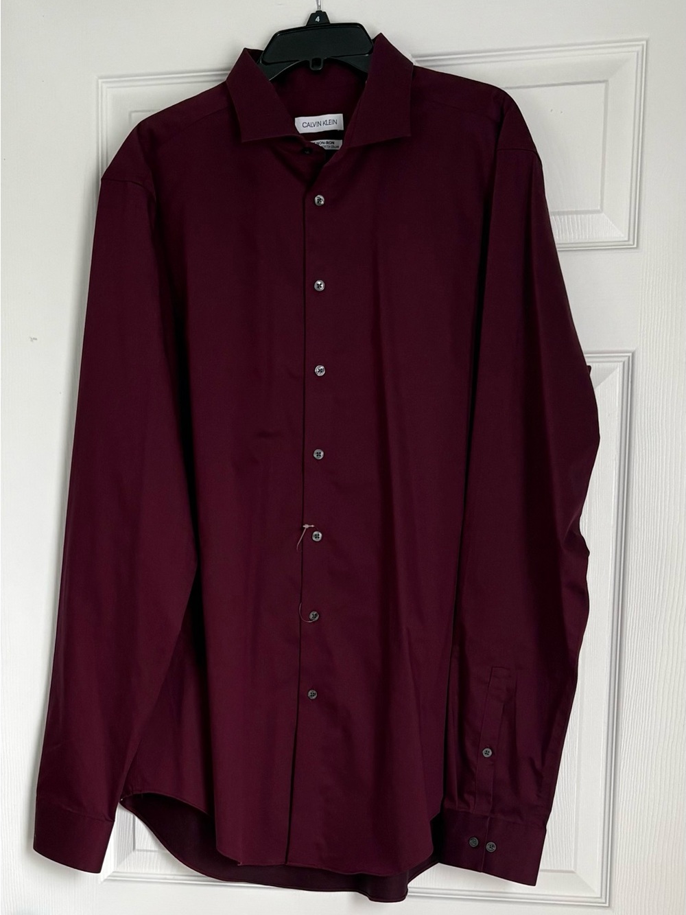 Calvin Klein Infinite Non-Iron Slim Tall Dress Shirt Burgundy 17.5 38/39